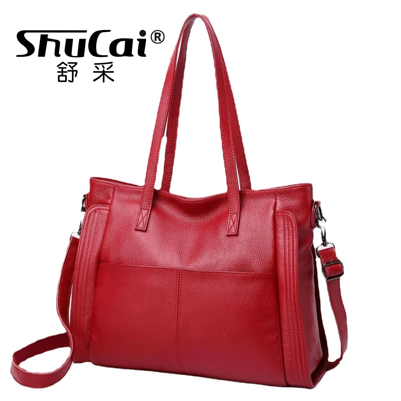 Genuine Leather Cowhide Fashion Women's Tote Mommy Bag Handheld Shoulder Crossbody Large Capacity Shopping Bag Luxruy Designer