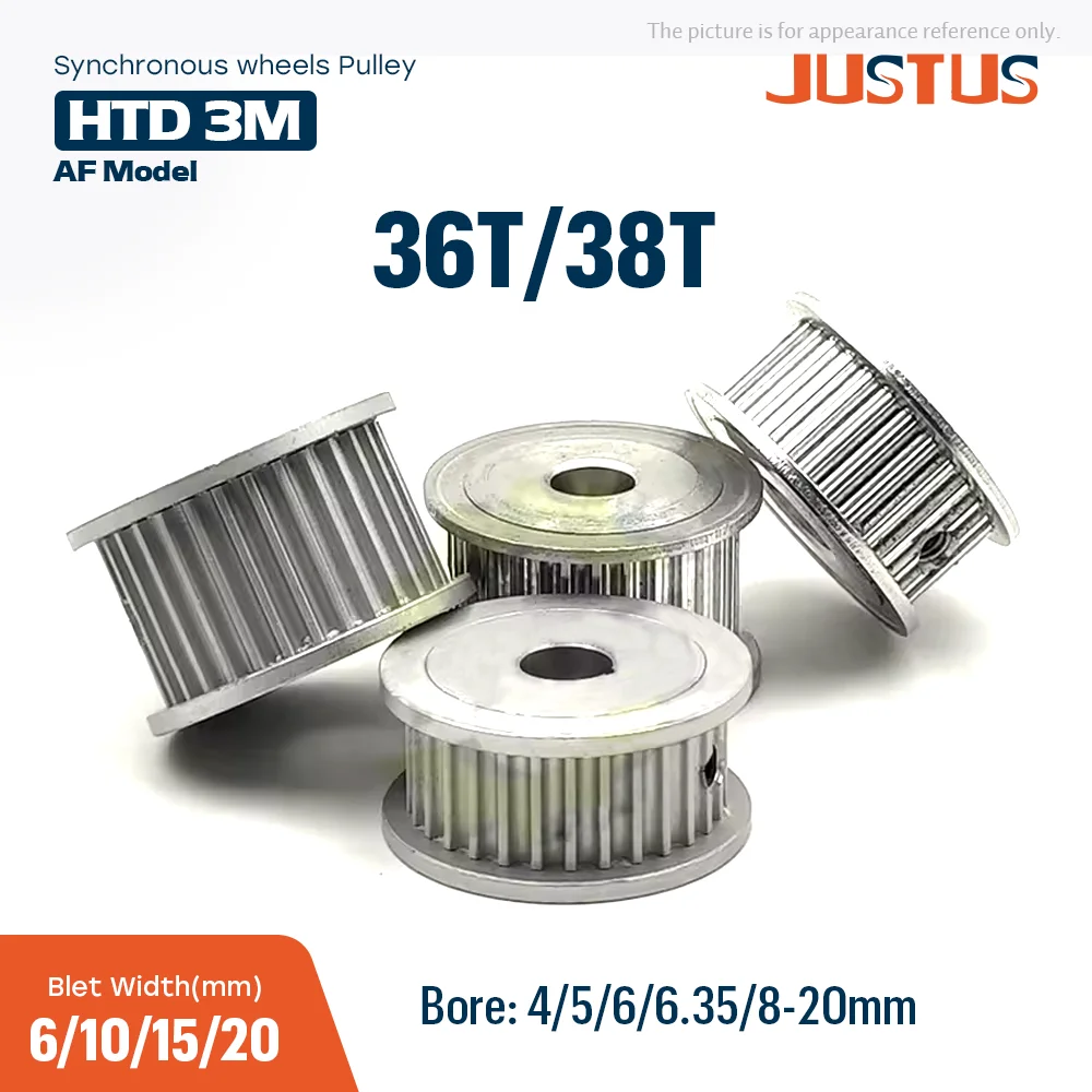 HTD 3M AF Type Timing Katrol 36 T/38 T Boring 4/5/6/6.35-20mm voor Synchrone Riem Breedte 6/10/15/20mm 3D printer CNC Onderdelen