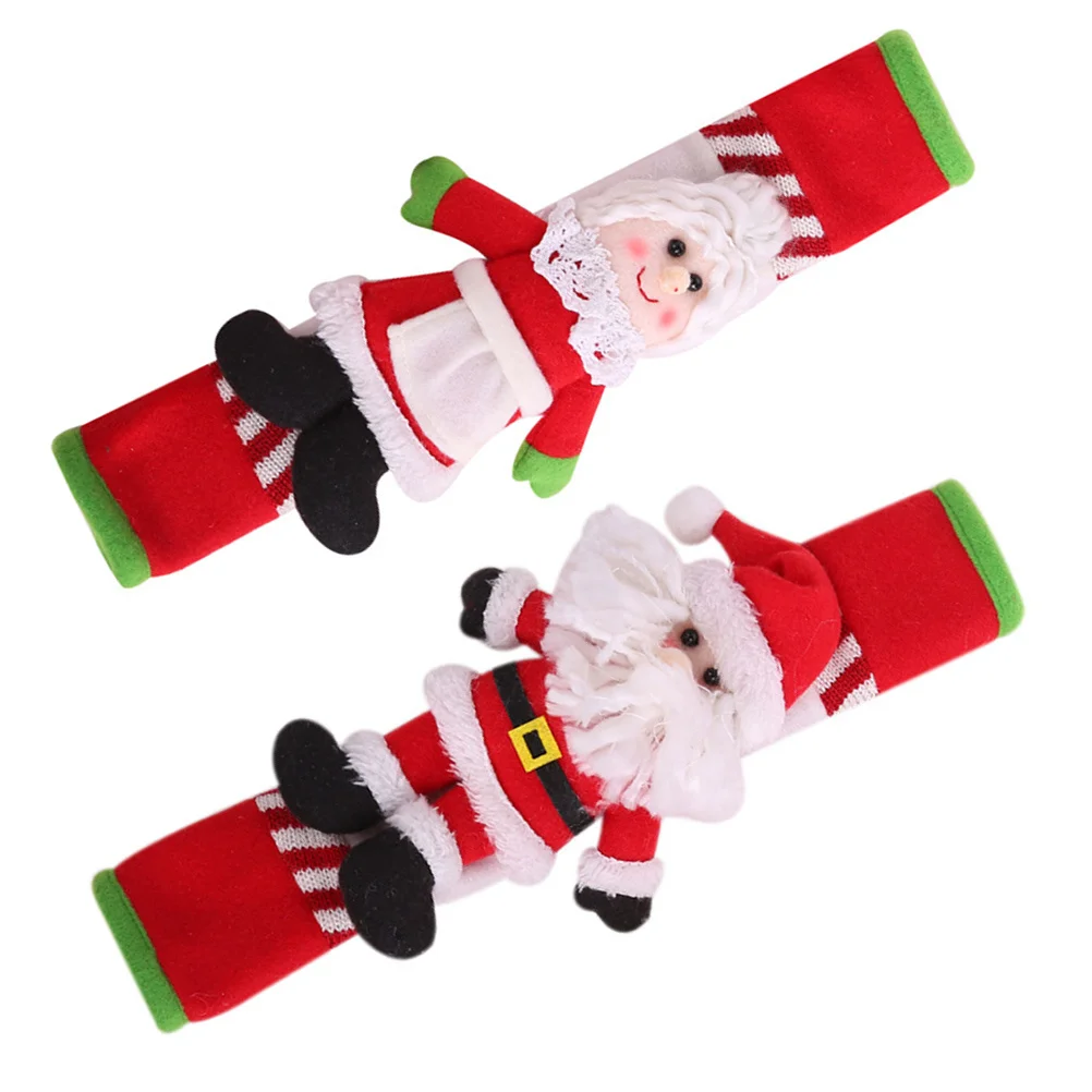 

2pcs Christmas Fridge Handle Covers Cute Festive For Refrigerator Microwave Oven Kitchen Appliances Easy Install No Cleaning