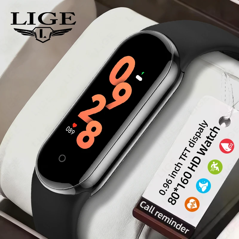 

2026 LIGE Smart Watch Fitness Smart Bracelet Mini Band Call Reminder Heart Rate Multiple-Sports Pedometer Waterproof smart watch