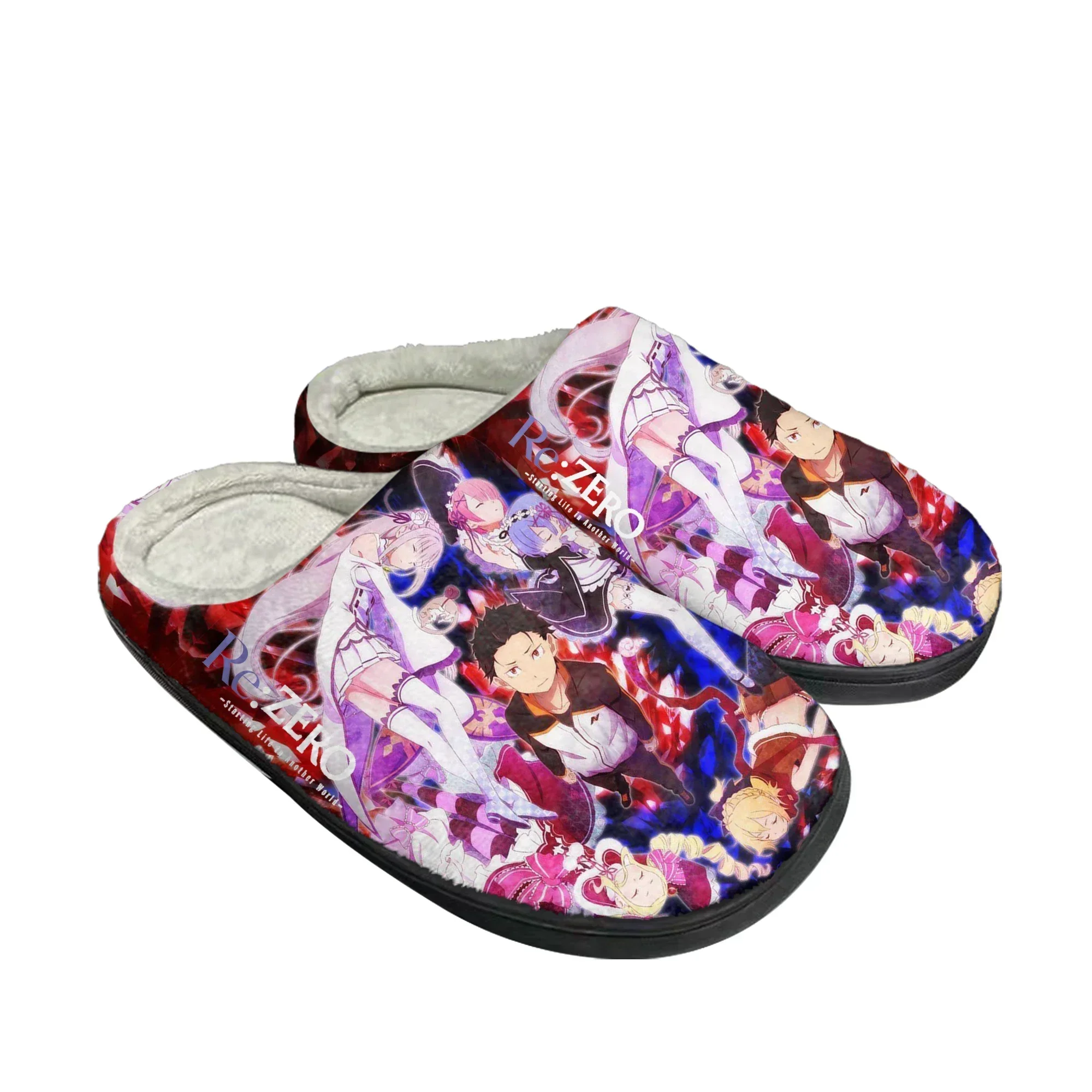 

Re:Zero Home Cotton Slippers Mens Womens Emilia Plush Bedroom Casual Keep Warm Shoes Anime Cartoon Custom Thermal Indoor Slipper