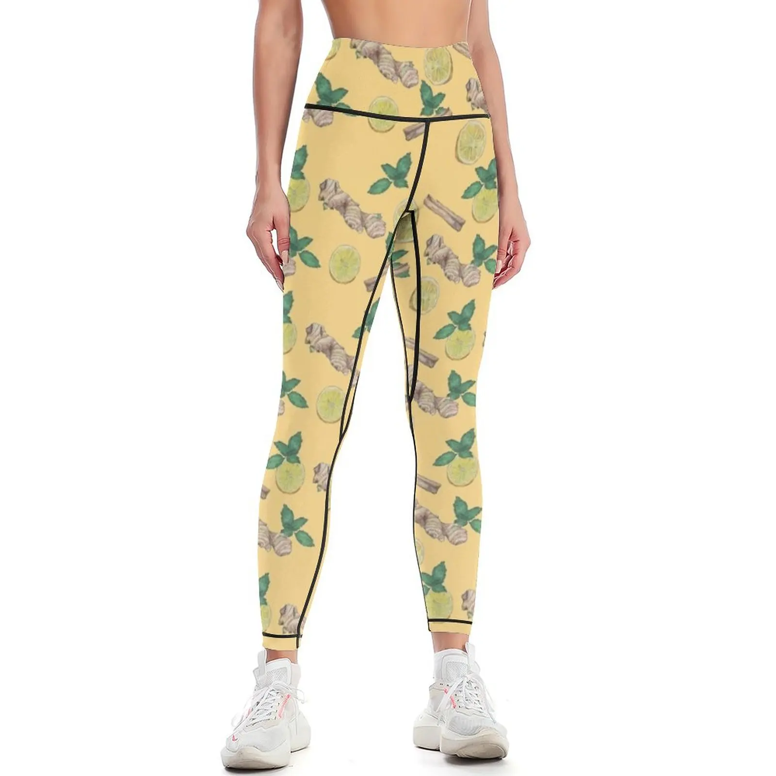 ginger lemon tea! Leggings flared gym wear legging push up Womens Leggings