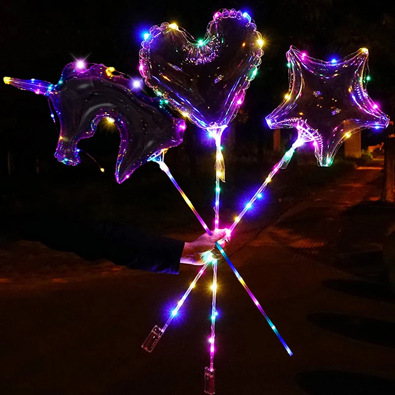 

Clear Balloon with Led Lights Transparent Round Heart Unicorn Balloons for Birthday Wedding Party Decor Light up Ballons Kits