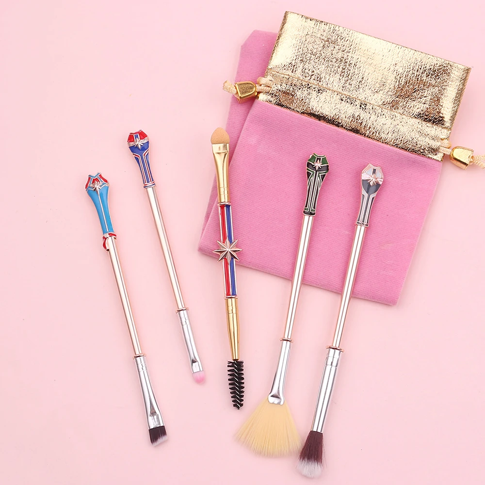 5pcs/set Avengers Captain Marvel Makeup Brush Cosplay Marvel Loose Powder Brush Eyeshadow Makeup Brushes Beauty Tools Kit Gifts