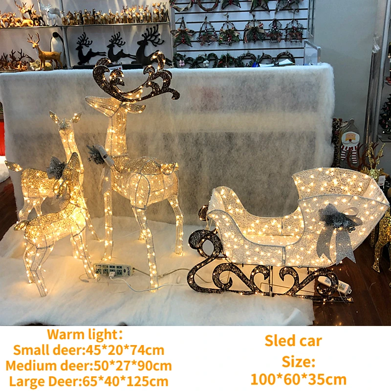 Christmas Deer Figurines Large Decorative Light Up Reindeer Courtyard Light Outdoor Party Xmas Ornament Home Decor Navidad