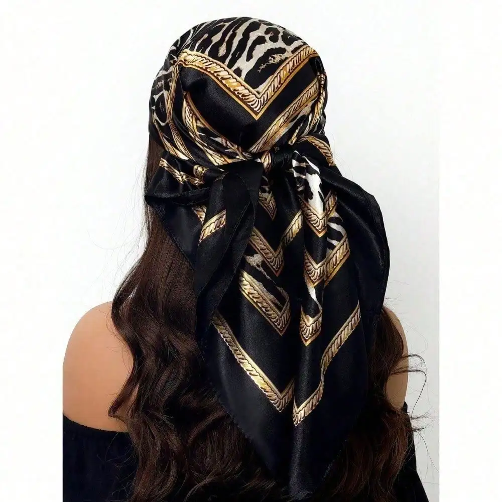 

Silk Scarf Scarftop Headwraps For Women Vintage Four Seasons Hair Scarve 90*90cm Hijab Foulard Iuxe Bandana Femme Headscarf