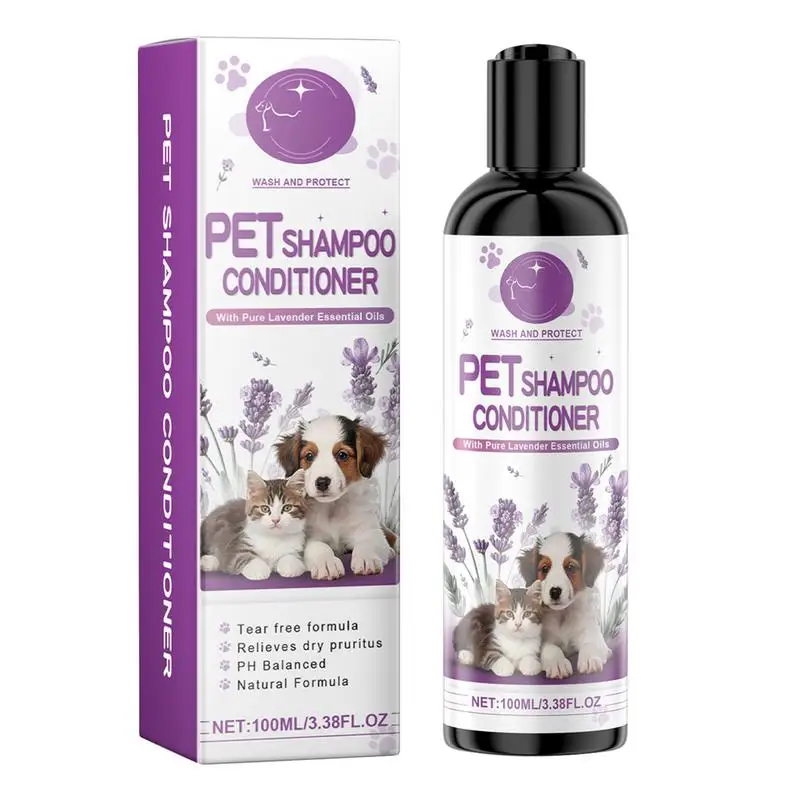 Champú y acondicionador para perros, 100ml, lavanda, champú Natural para perros, desodorante, hidratante, suministros para mascotas, piel sensible, cachorro