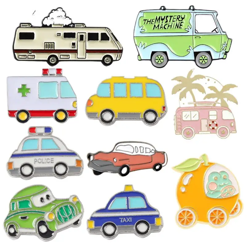 

Cute Cartoon Car Enamel Brooch Jungle Train Adventure Badge Punk Lapel Pin Jewelry Gift Jewelry Funny Funny Badge for Friends