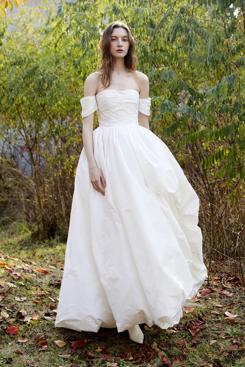 Robe de mariée longue à manches courtes, ligne A, fendue haute, robe de mariée romantique, dentelle dans le dos, robe Maxi de mariée élégante TT473