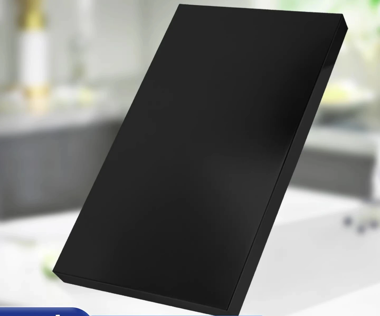 Integrated sink, dishwasher, integrated stove, black heightening pad, black skirting board.
