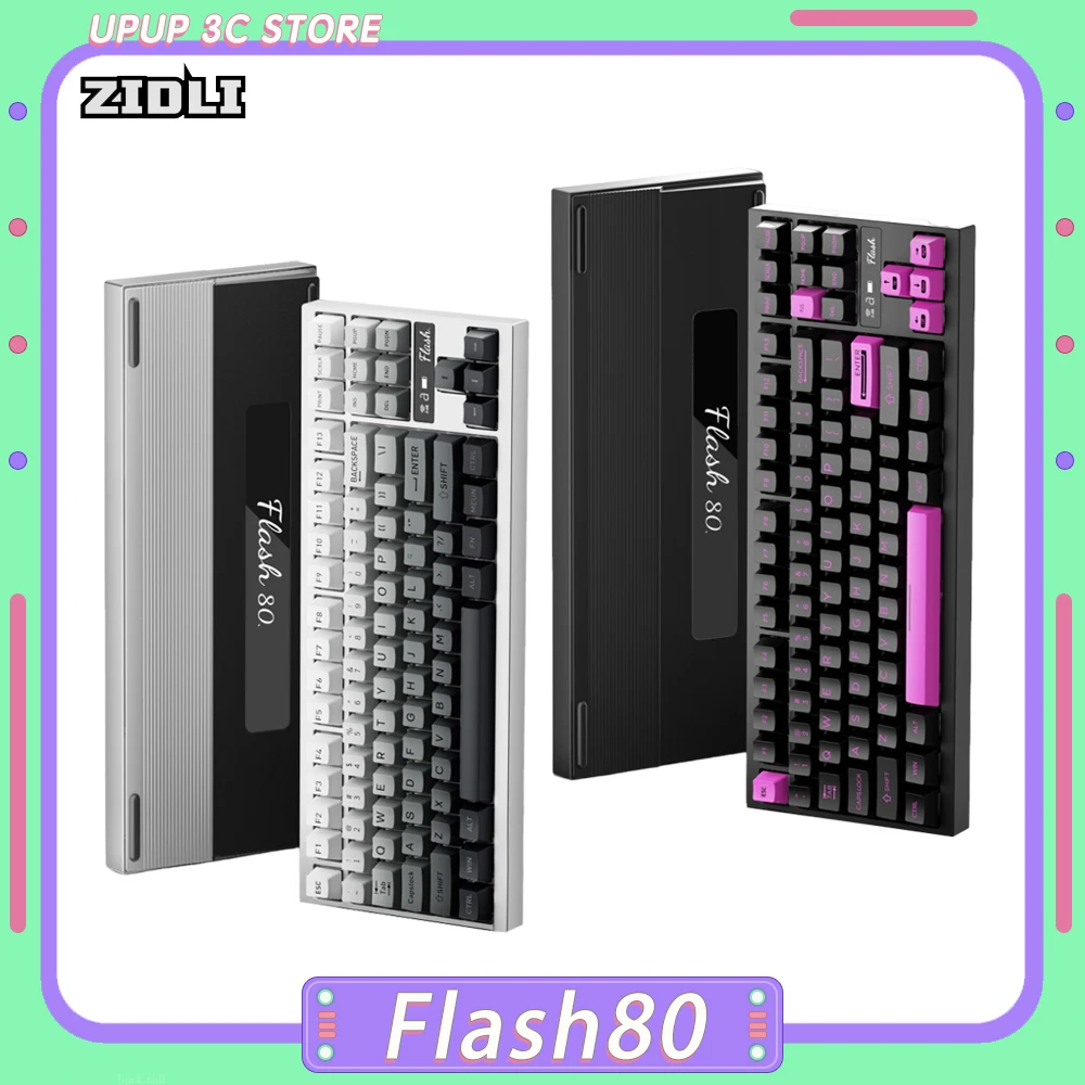 ZIDLI Flash80 Mechanical Keyboard Tri Mode Wireless Keyboard Aluminum Alloy Gasket Keyboard Custom Office PC Gamer Accessories