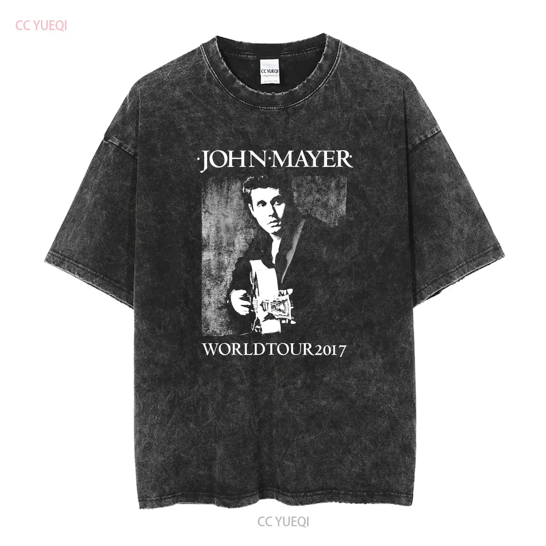 John mayer search for everything tour merch pop music black medium T Shirt vintage Washed homme streetwear Slightly Stretched view 2