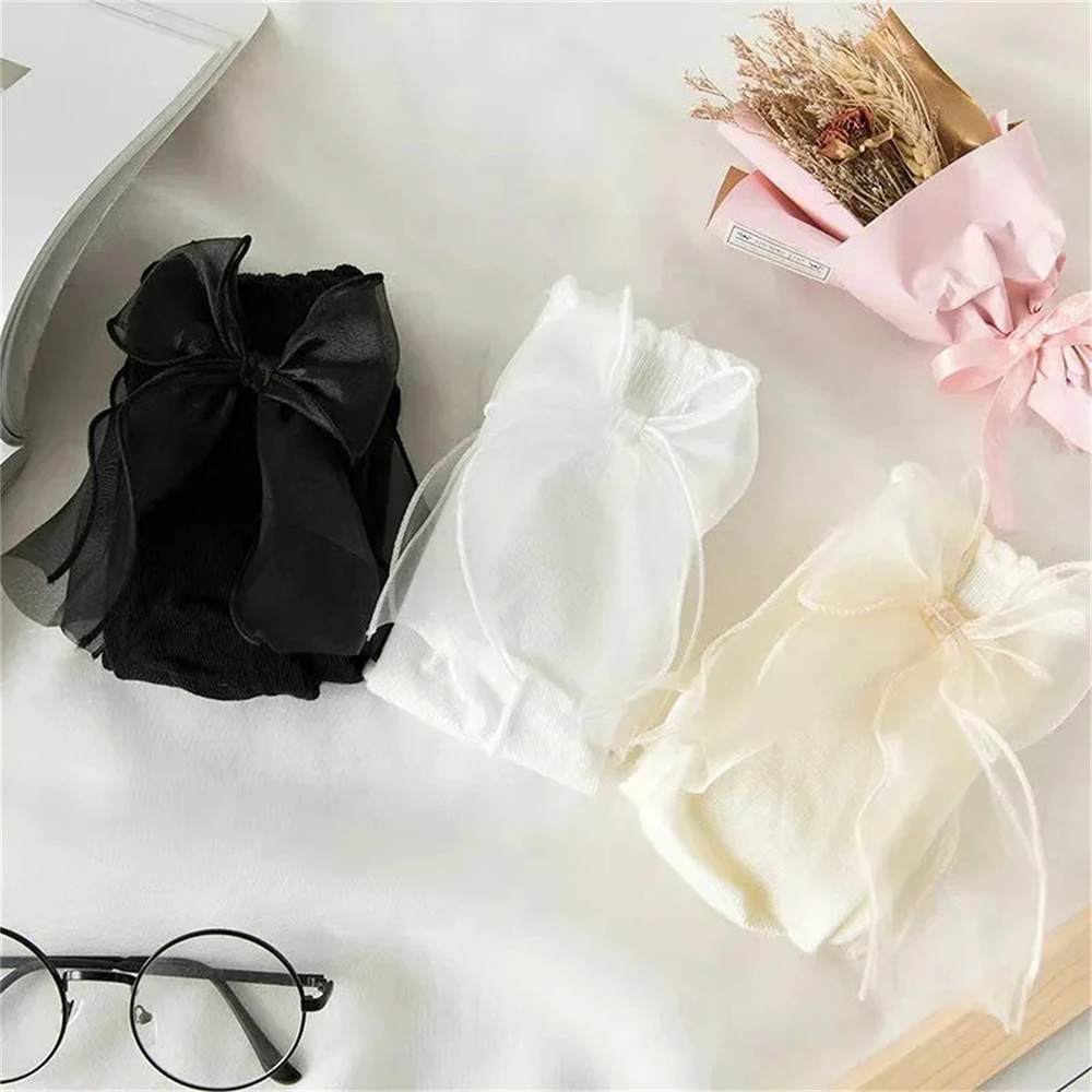 New Fashion Girls Palace Princess Style Lolita Lace Big Bow Tie Socks Soft Cotton Sokken White Black Beige Dropship