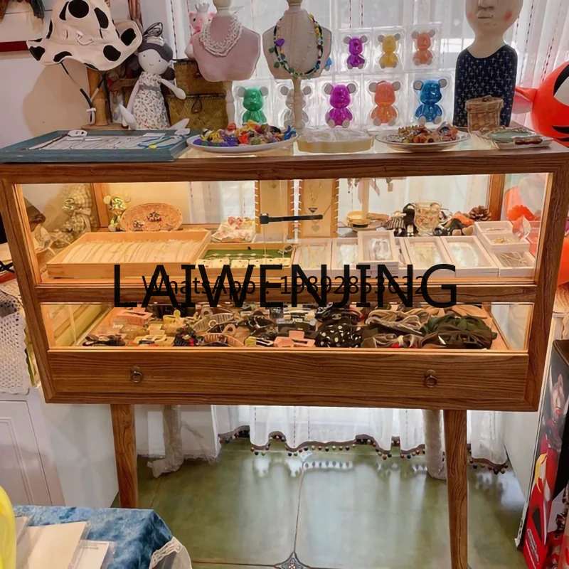 GZ8 Solid Wood Jewelry Box Glass Cabinet Crafts Jade Ware Showcase Showcase Sample Container Customization