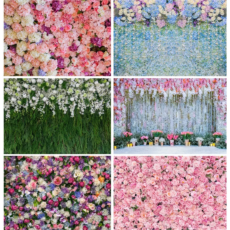 Multi Colors Pink Red Flowers Wall Photography Backdrops Valentine's Day Roses Decorate Bouquet Wedding Scene Background FL-02