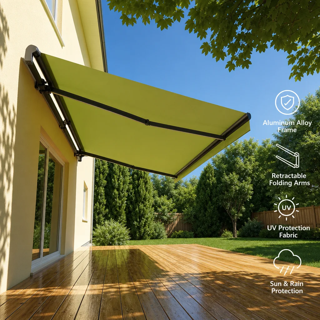 Custom Size Motorized Retractable Awning Commercial Grade Waterproof SunCanopy For Hotel Restaurant Patio Outdoor Backyard Porch