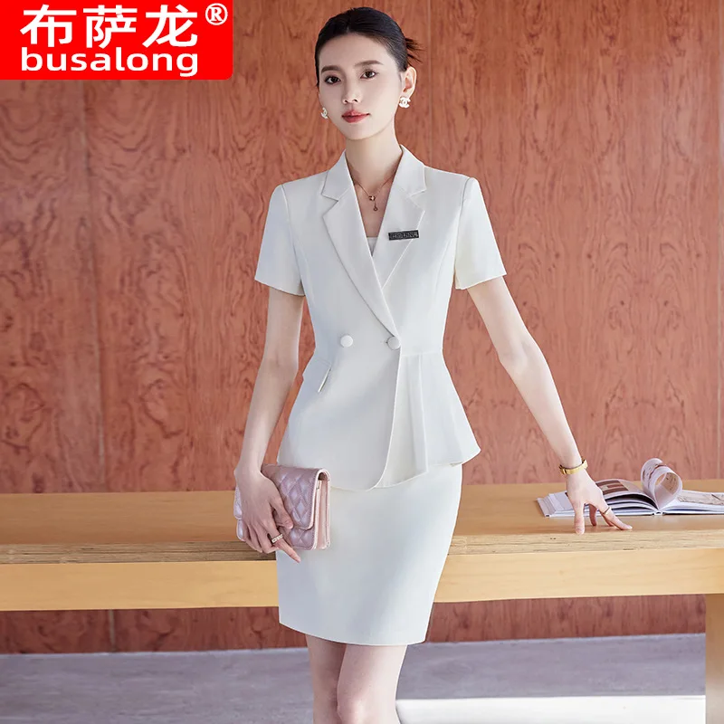 

Женский летний деловой костюм с коротким рукавом 2025 года: новая модель для униформы персонала отелей и ювелирных магазинов
