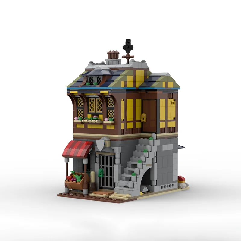 1051 stücke MOC Medieval Merchant's House Vintage Modulare Gebäude DIY Modell Bausteine Geburtstag Spielzeug Geschenk