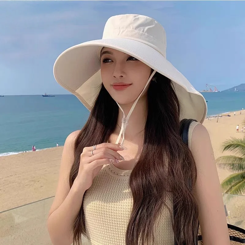 1pc Women Sun Hat Anti Hiking Fishing Hats Wide Brim Foldable Summer Beach Hat with Neck Cover Outdoor Visor Caps - view 6