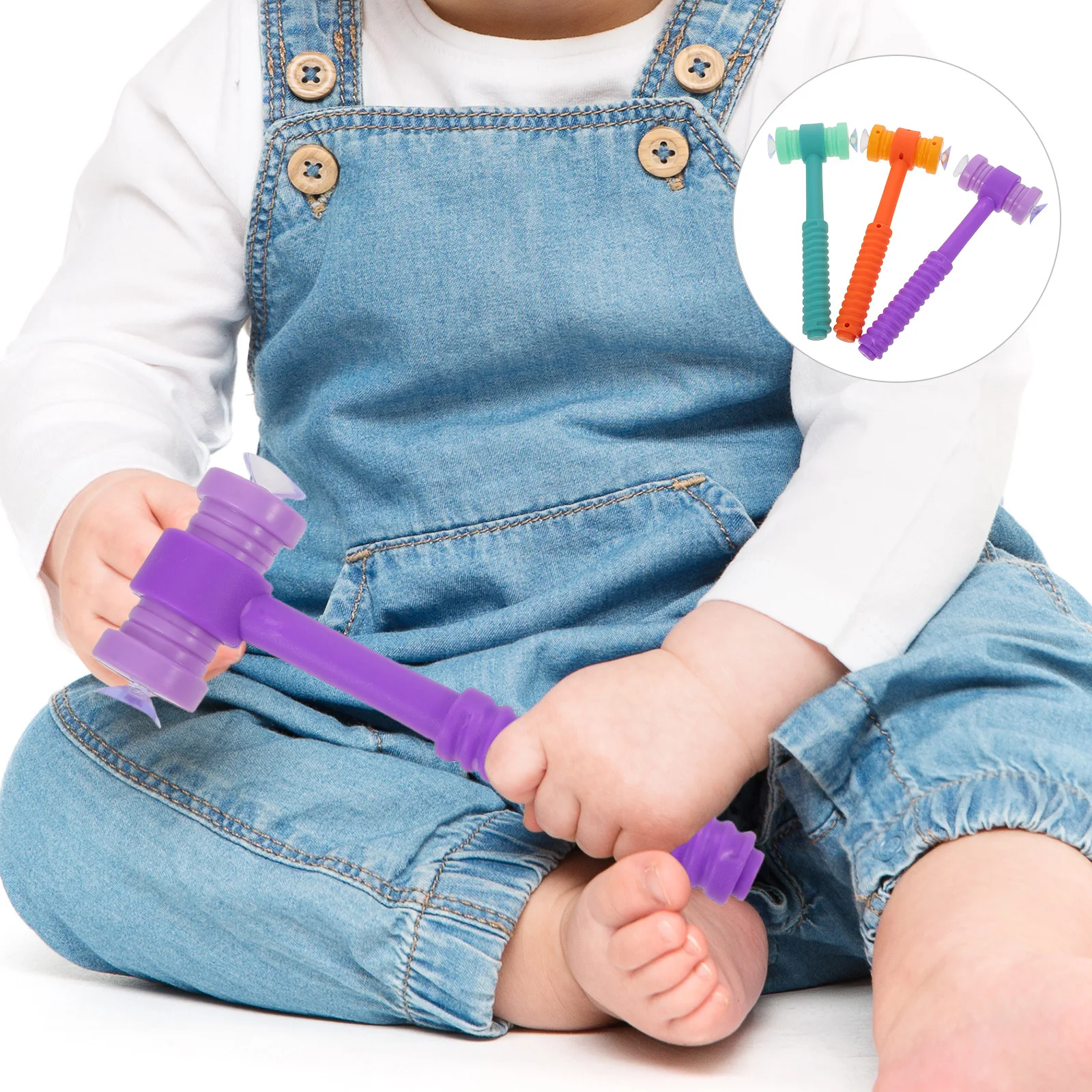 

6pcs Kids Hammer Plastic Early Learning Pounding Game For Toddlers Montessori Reaction Training Mallet With Suction Cup - Baby