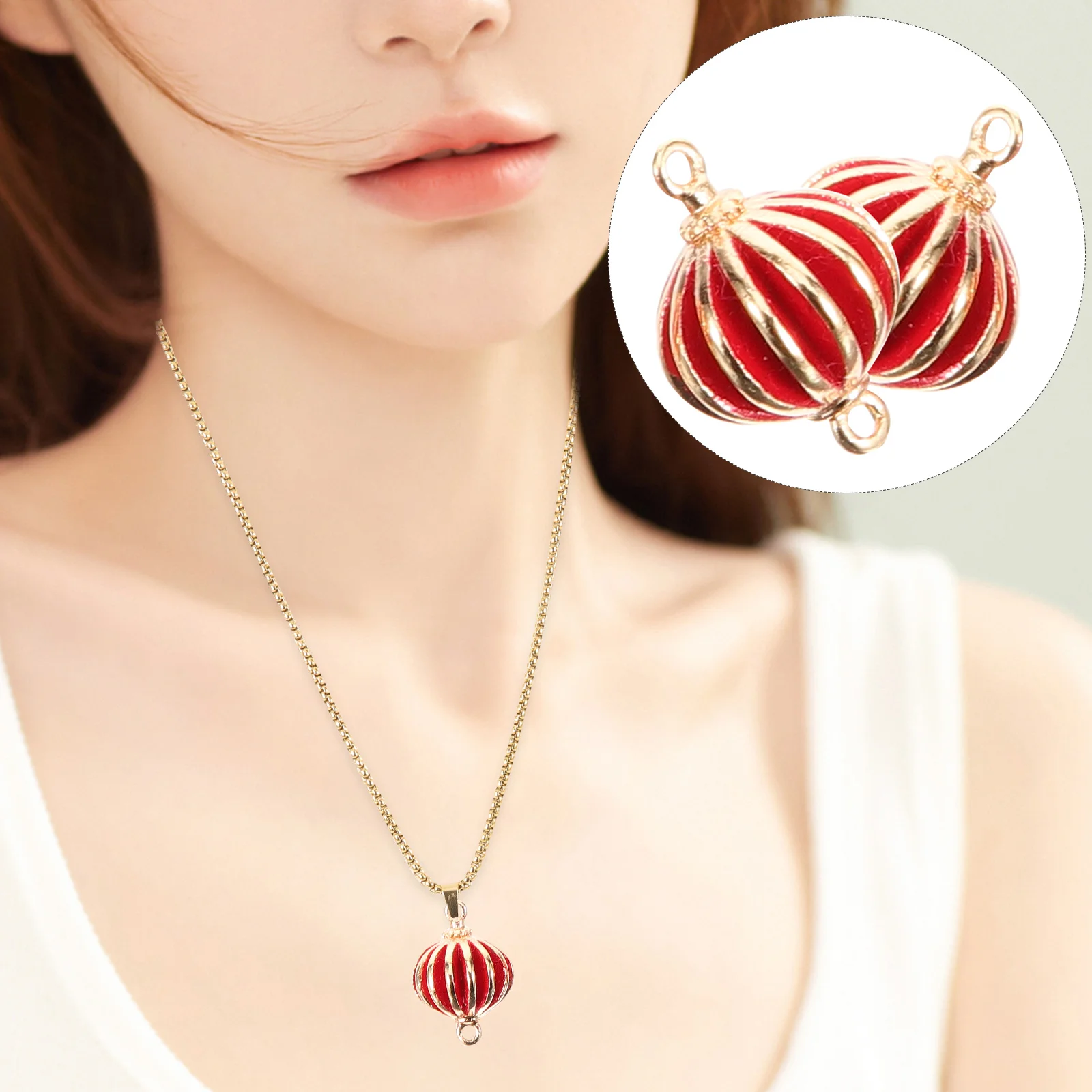 

Red Lantern Pendants Jewelry Making Supplies Chinese Style Necklace Charms Bracelet Earring Keychain Decor Durable Premium