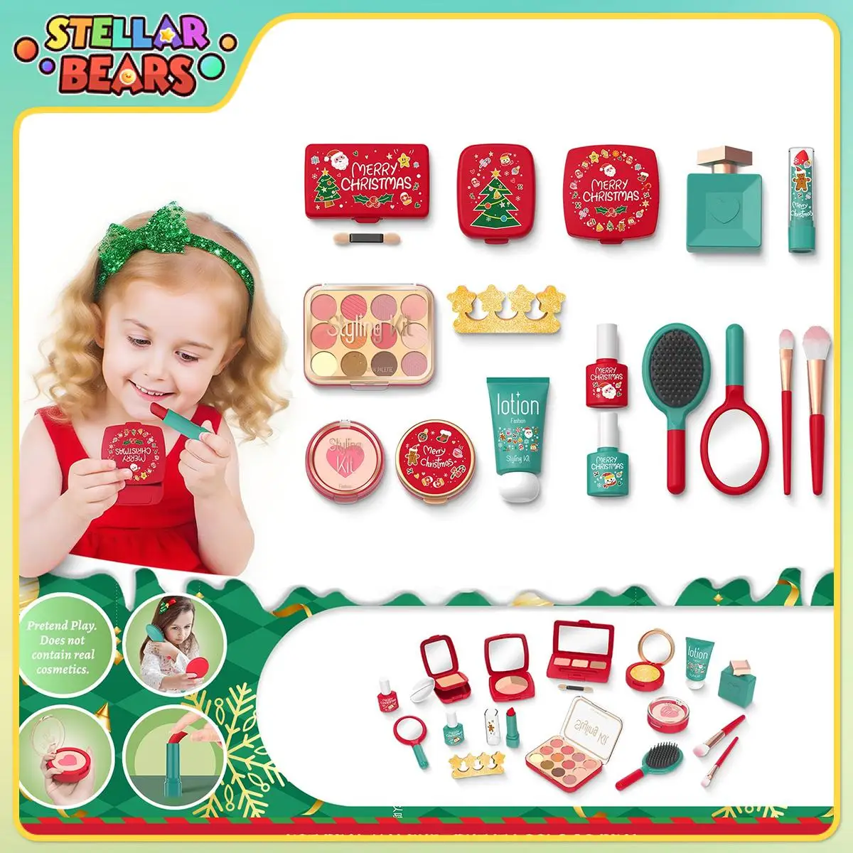 محاكاة لعبة مستحضرات التجميل الفتيات DIY الاستمالة مجموعات المكياج هدايا عيد الميلاد التظاهر اللعب لعب الأدوار للفتيات هدية عيد الميلاد