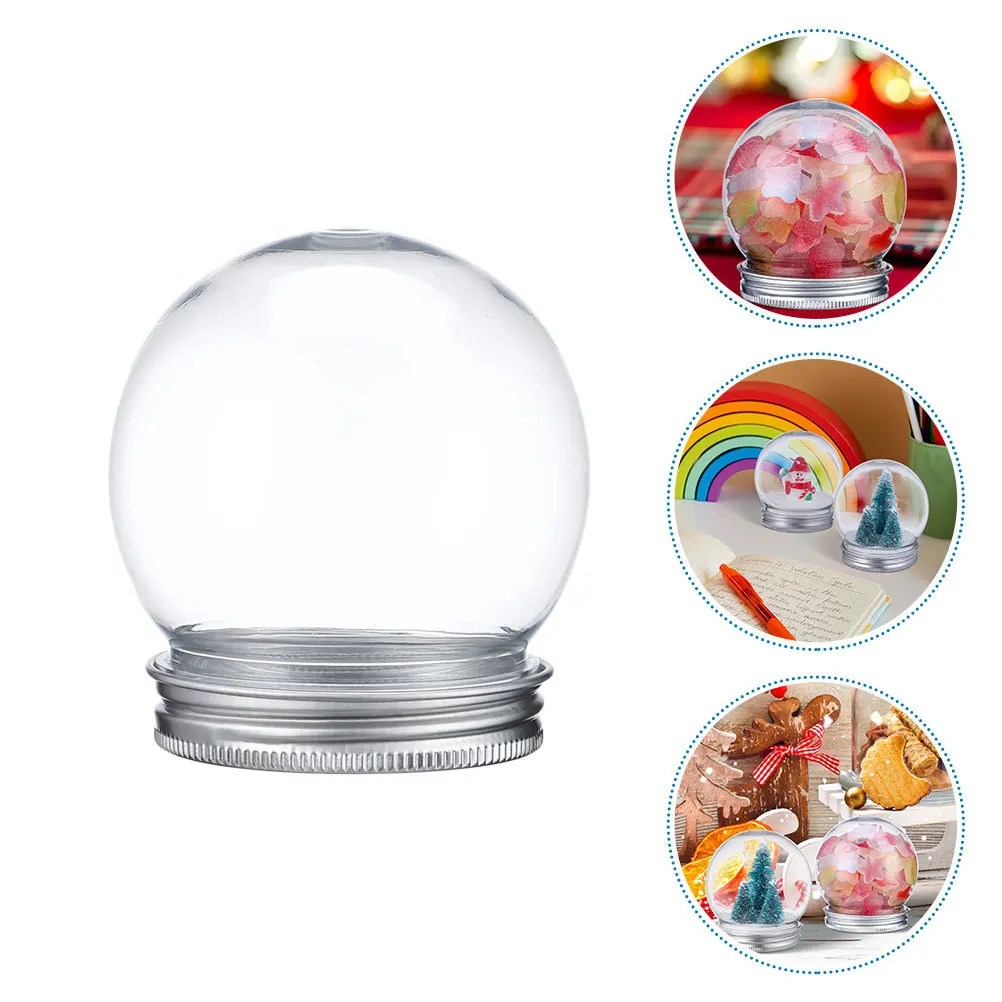 

10 Pcs Candy Cookies Jar Christmas Table Decoration Clear Plastic Snow Globe DIY