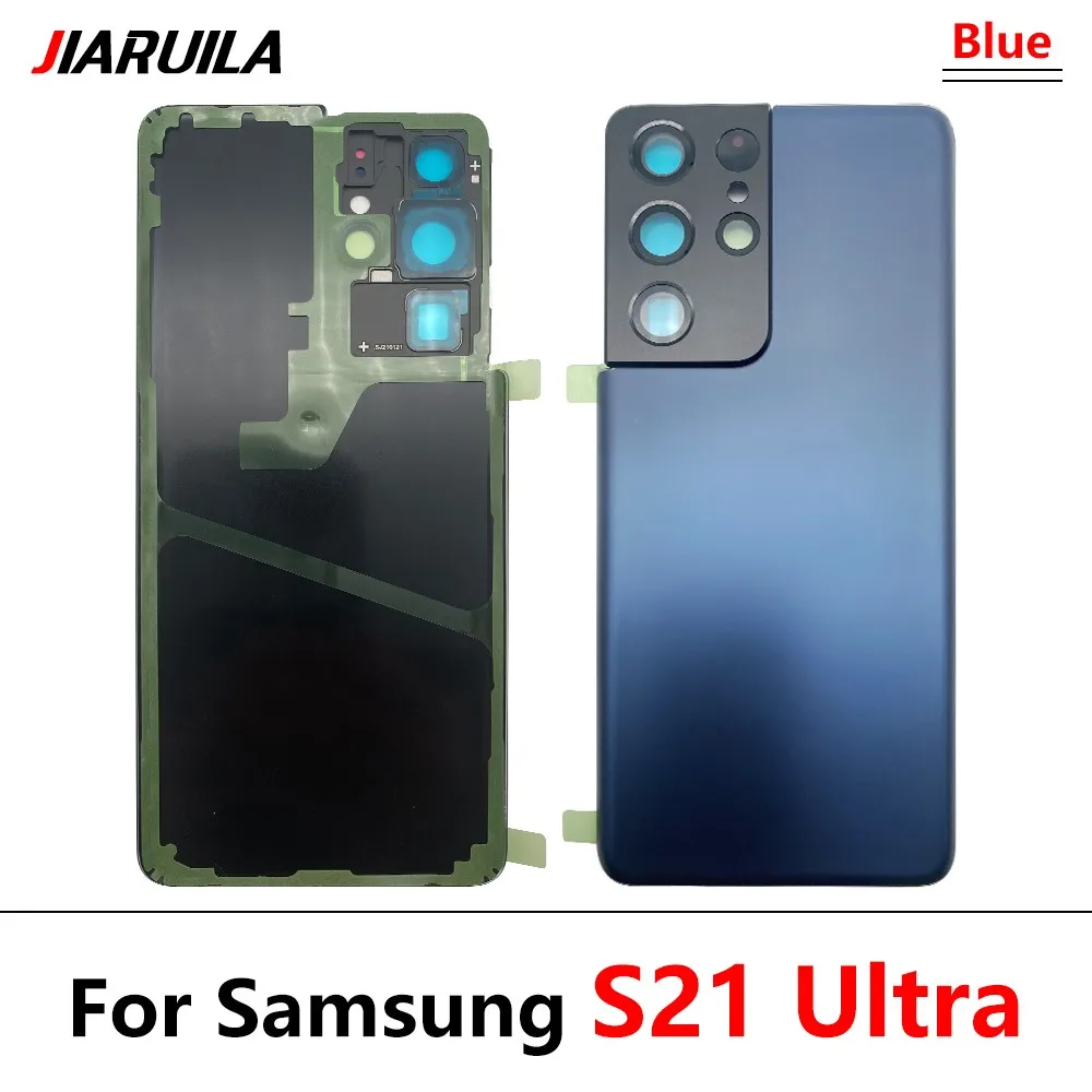 NEW Back Battery Door Rear Housing Cover Case with Camera Glass Lens With Glue Adhesive For Samsung S21 Ultra / S21 Fe