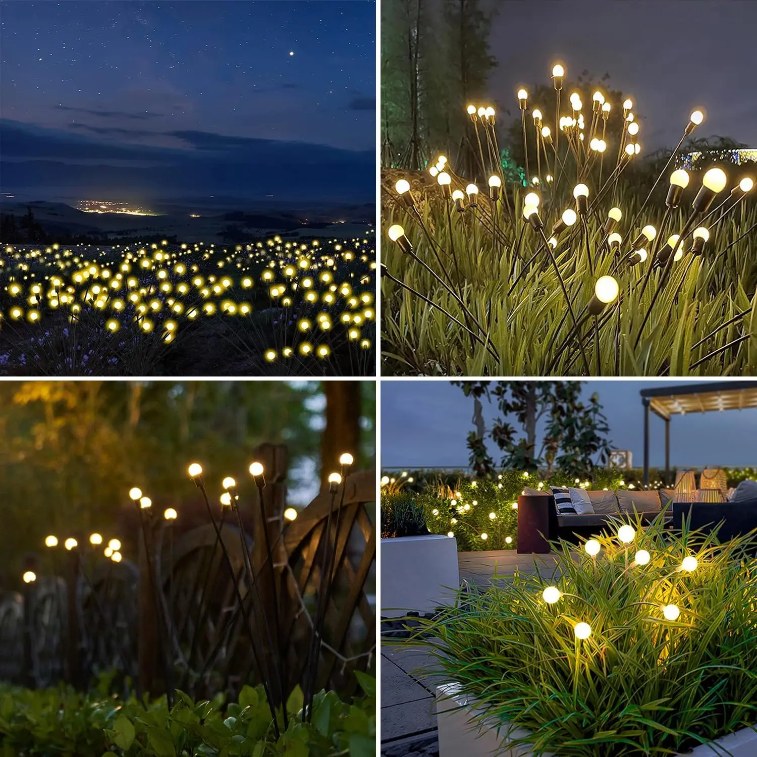 10LED Solar Garden Lights Solar Powered Firefly Lights Swaying Waterproof Pathway Lights for Landscape Patio Yard Decorations