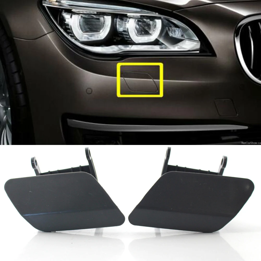 2Pcs Car Bumper Headlight Headlamp Washer Cap Cover For BMW 7 Series F01 F02 2012 2013 2014 2015 ABS Plastic