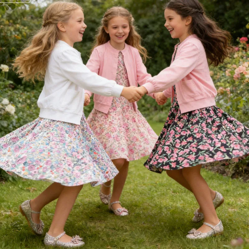 

Элегантное платье для девочек, весенне-осенний кардиган с длинными рукавами + платье с цветочным принтом, комплекты из 2 предметов для детей, повседневное праздничное платье для девочек на день рождения