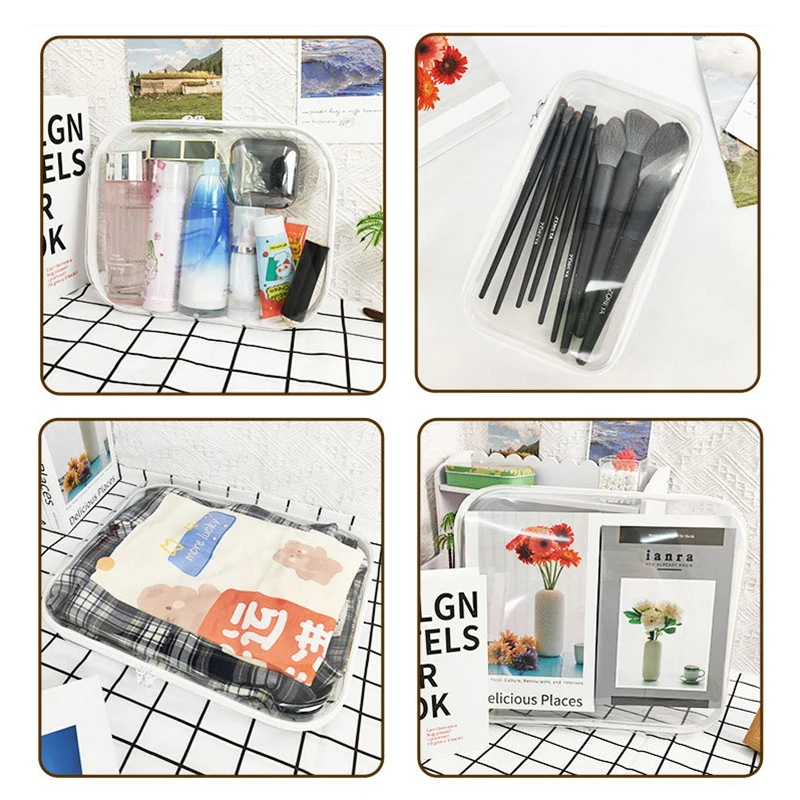 하드 클리어 지퍼 케이스, 휴대용 여행 메이크업 가방, 더블 지퍼 하드 백, 장난감 보관, 홈 정리함, 1 개, 3 개