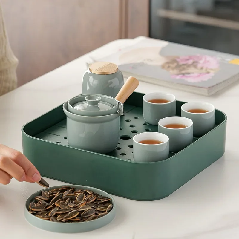 Elegant and Light Luxury Tea Set, One Pot Four Cups, Tea Set with Filter Liner, Tea Tray All-in-one Tea Set,gift Souvenir Set