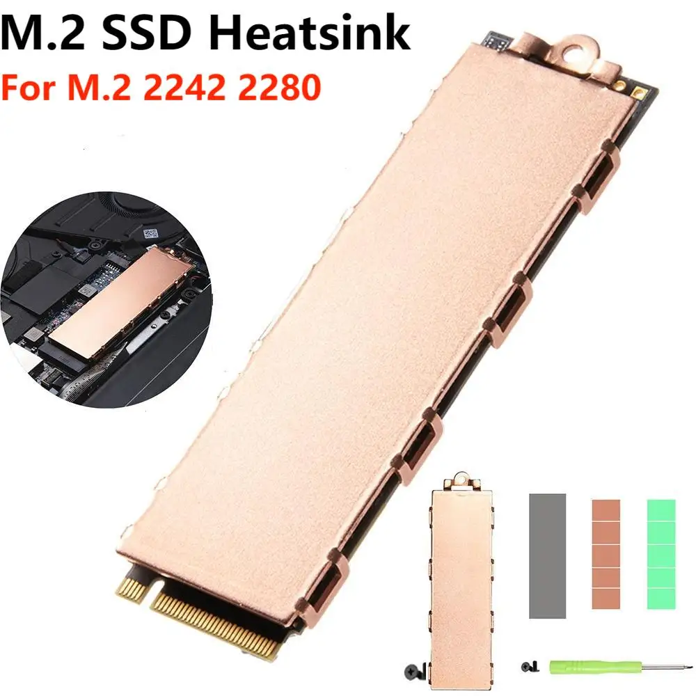 0.8/1/2mm Thickness Laptop Copper Heatsink M.2 NVME SSD Heat Sink with Thermal Pad For M.2 2242 2280 Laptop SSD Cooler Radiator