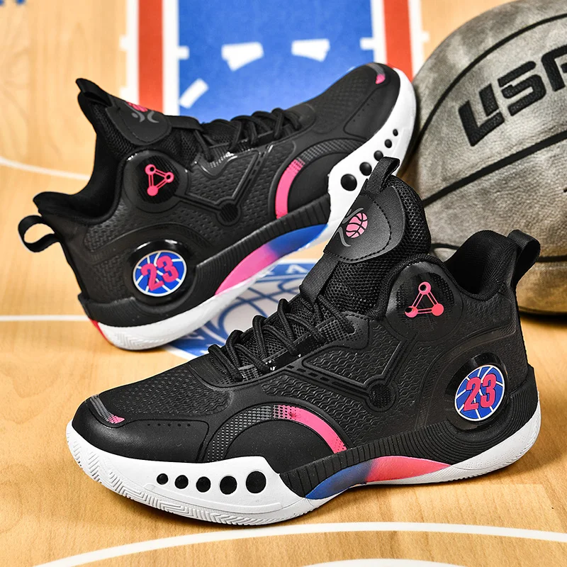 Versatile Low Top Basketball Men Plain Simple Look Durable Non Slip Sole Breathable Upper Shock  Game Daily Street Casual Wear