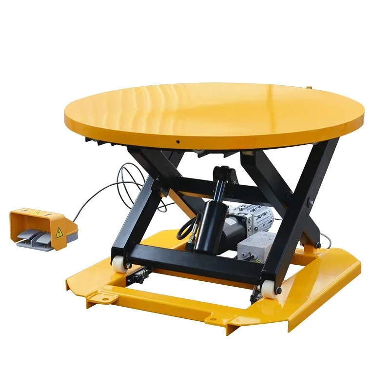 Piattaforma di sollevamento idraulica elettrica rotante circolare con piattaforma di sollevamento fissa telescopica