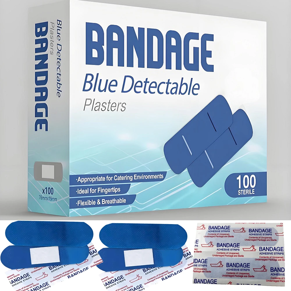 

Синие съемные бинты, пластырь для повара, водонепроницаемая повязка на рану, водонепроницаемые клейкие бинты, легко найти