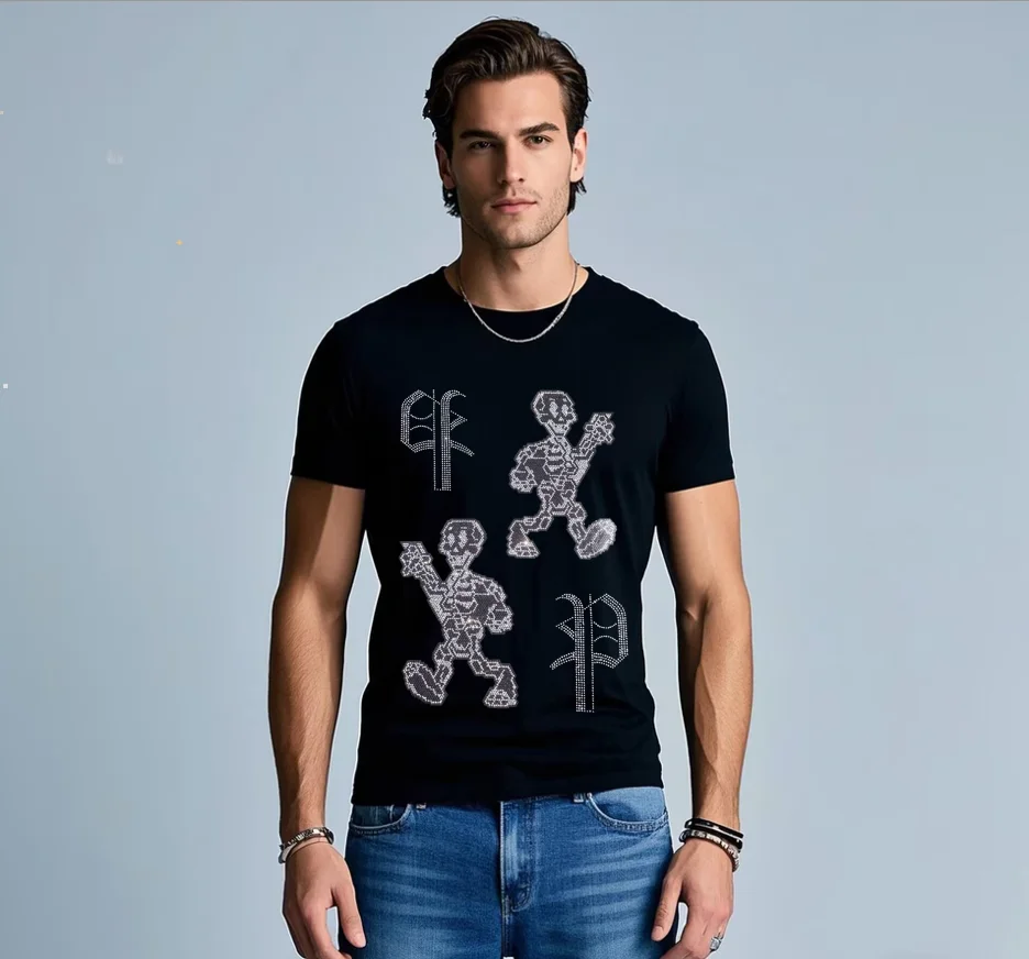 

Rhinestone T-Shirt Classic High-Quality Summer brand designer Cotton Men's Tops men t-shirt luxury designer
