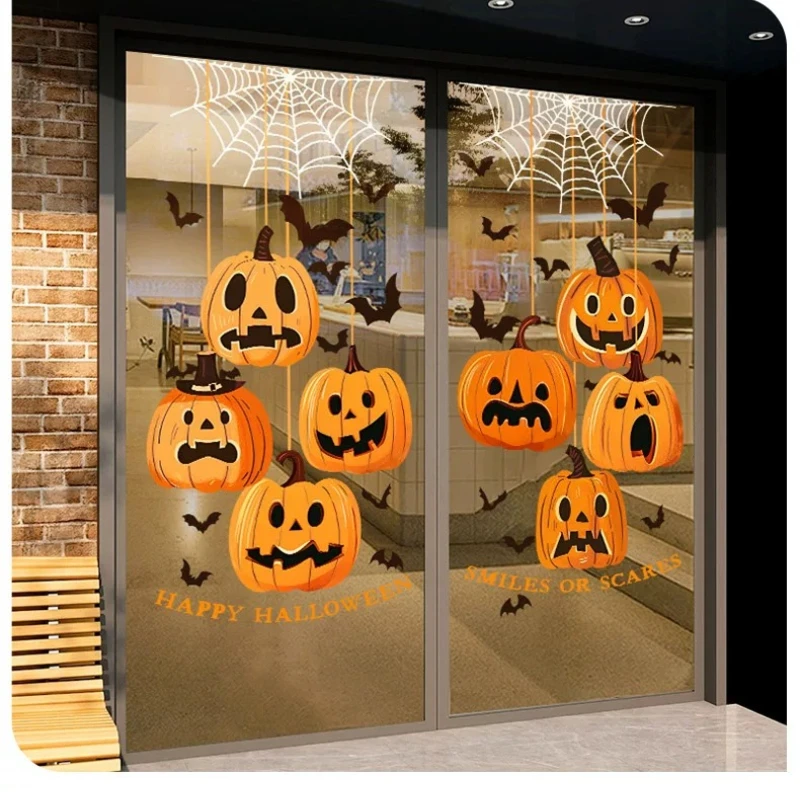 Halloween Static Cling Window Decals – Glass Door Decor for Jewelry Clothing Stores, Perfect for Holiday Window Display Setup