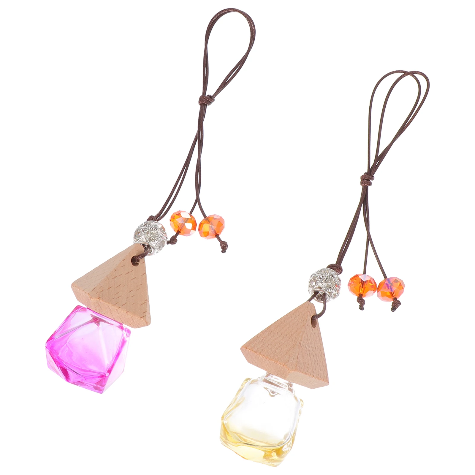 

2 Pcs Car Aromatherapy Perfume Bottle Hanging Decor Glass Fragrance Air Freshener Compact Size Essential Oil Car Interior