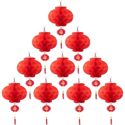 10PCS Chinese Red Paper Lanterns Festival Decorations For New Year, Spring Festival, Wedding And Restaurant Decorations
