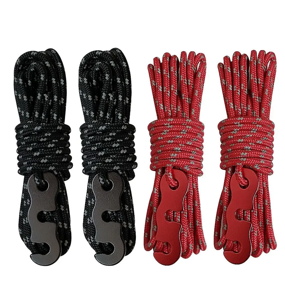 

4pcs Nylon Tent Wind Rope Buckle with Tensioners Cord Adjuster Windproof Rope Buckle Reflective Rope Length 3m