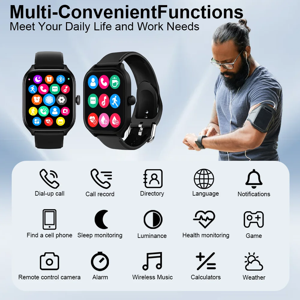スマートフォン本体 LAXASFIT WATCH LAXASFIT 男性スポーツスマートウォッチ 1.71 画面血中酸素 Bluetooth