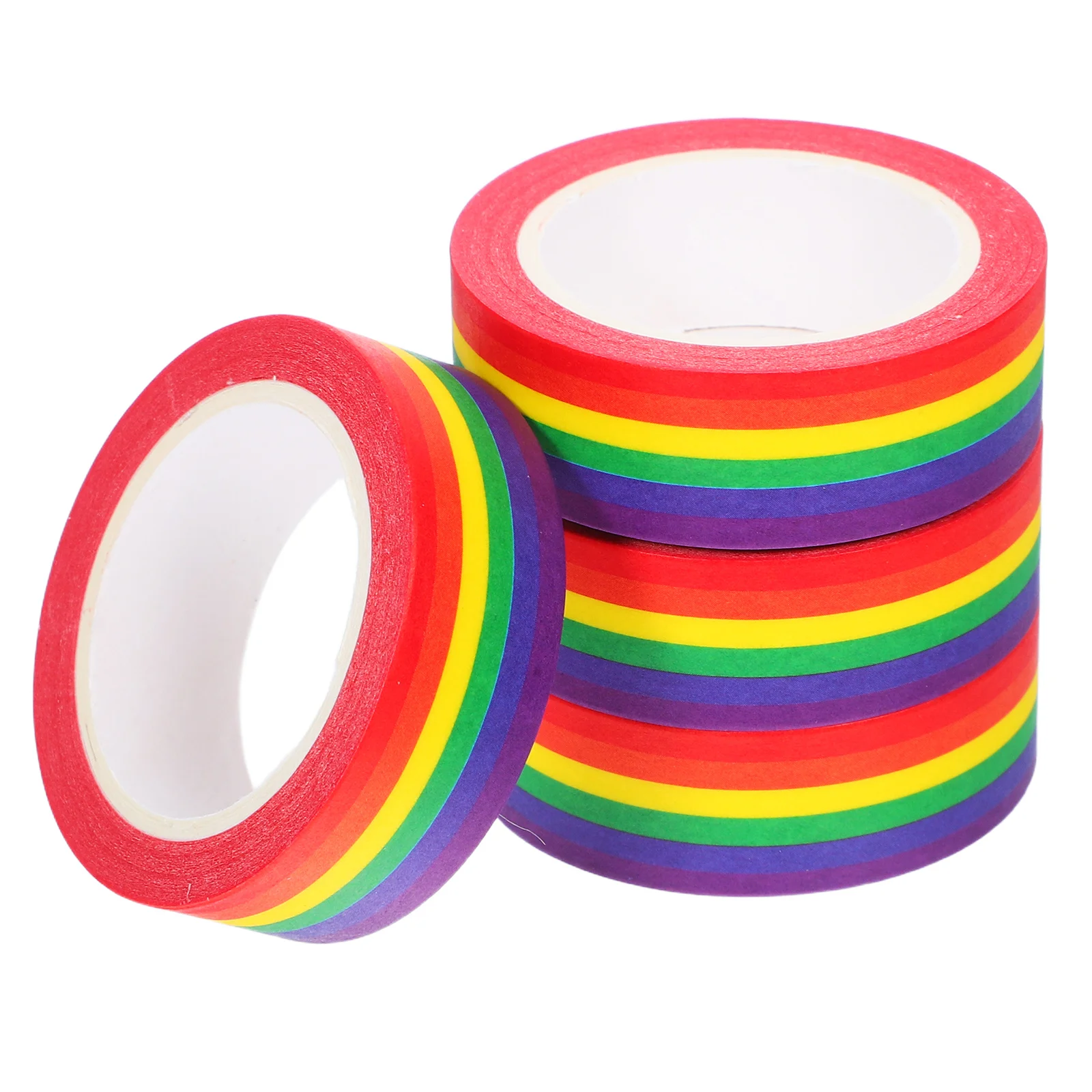 4 Buah Selotip Washi Bendera Pride Pelangi 15mmx10m Selotip Dekoratif untuk Scrapbooking DIY Planner Notebook Stiker Gay Pride Party Favor