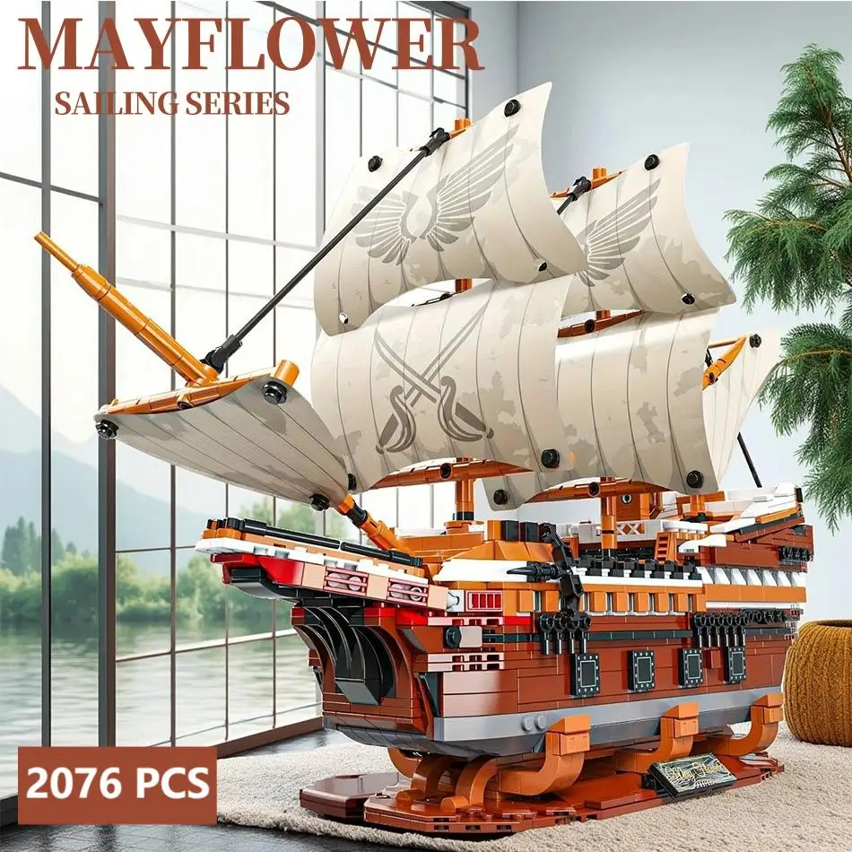 

MOC Ретро пиратский корабль, строительные блоки, модель моряка Мэйфлора, сборка головоломки, кирпичи, сделай сам, развивающие игрушки для детей, настольный подарок