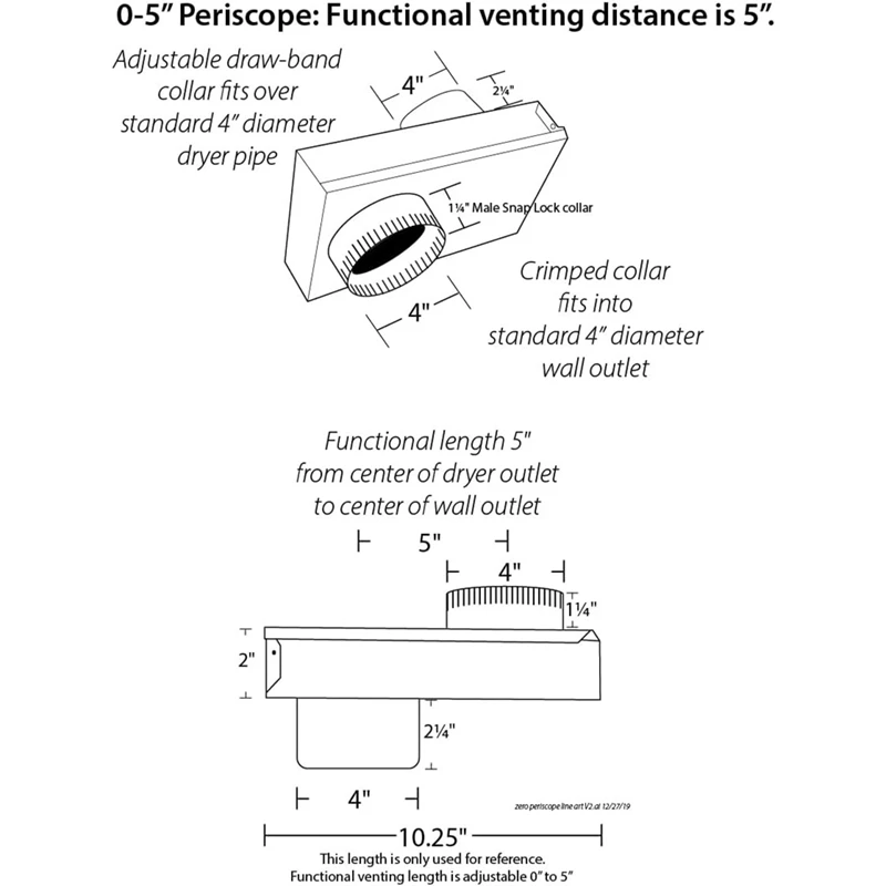 Dryer Vent Periscope  Dryer Vent Adapter Prevent Hose Folding And Blocking Dryer Replacement Parts