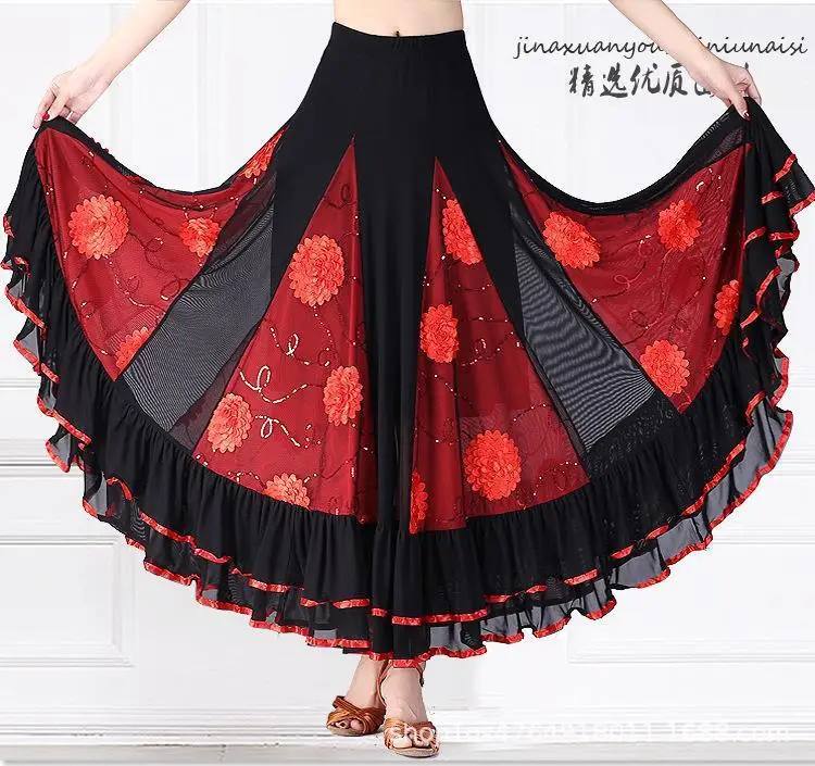 Modern Dance Waltz Ballroom Dance Practice Half length Dress Square Social Dance Dress Stage Performance Big Swing Dress