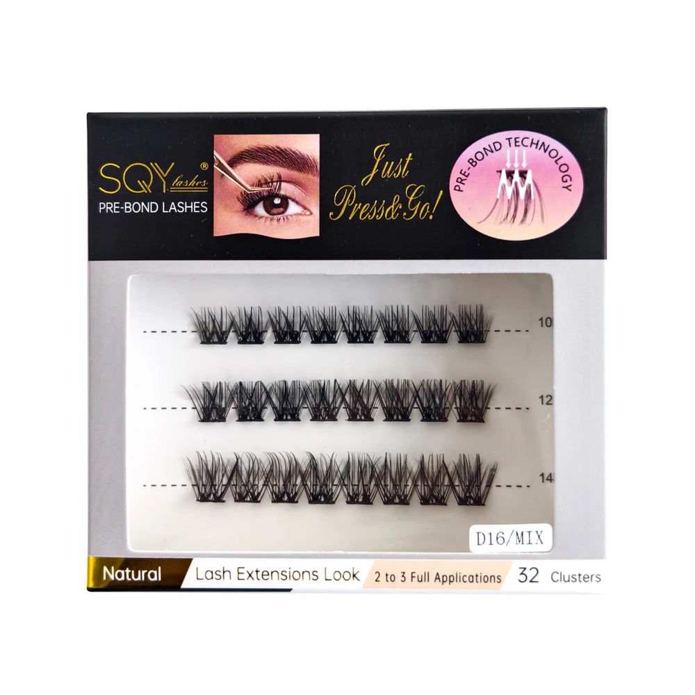 Druk Op Wimperclusters Zelfklevende Wimpers Voorgelijmde Clusterwimpers Zelfklevende Wimperclusters Pre-Bond Diy Lash Herbruikbaar