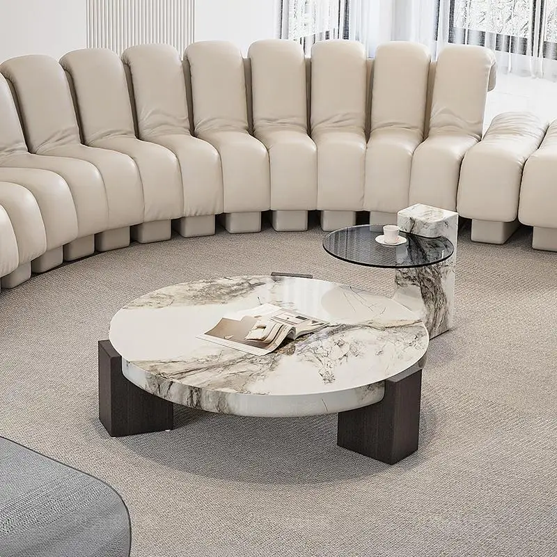 Ash Wood & Marble Nesting coffee Tables, Luxury High-Low Round Set for Any Space, Heat & Scratch Resistant, Customizable