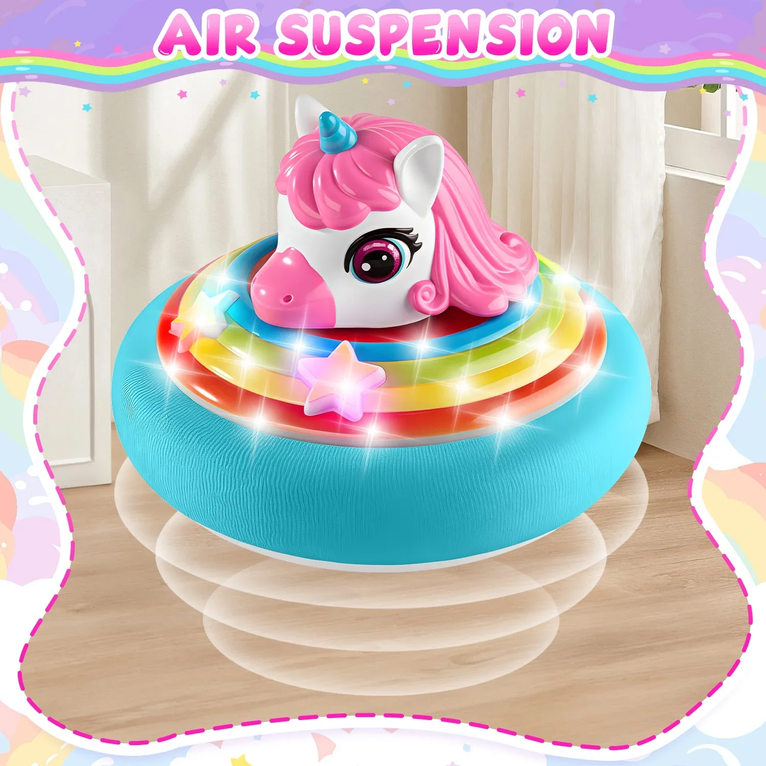 Eenhoorn hoverbal, luchtmacht voetbalschijf, kleurrijke lichten, muziekspeelgoed, buiten- en binnenspel, cadeau voor jongens en meisjes